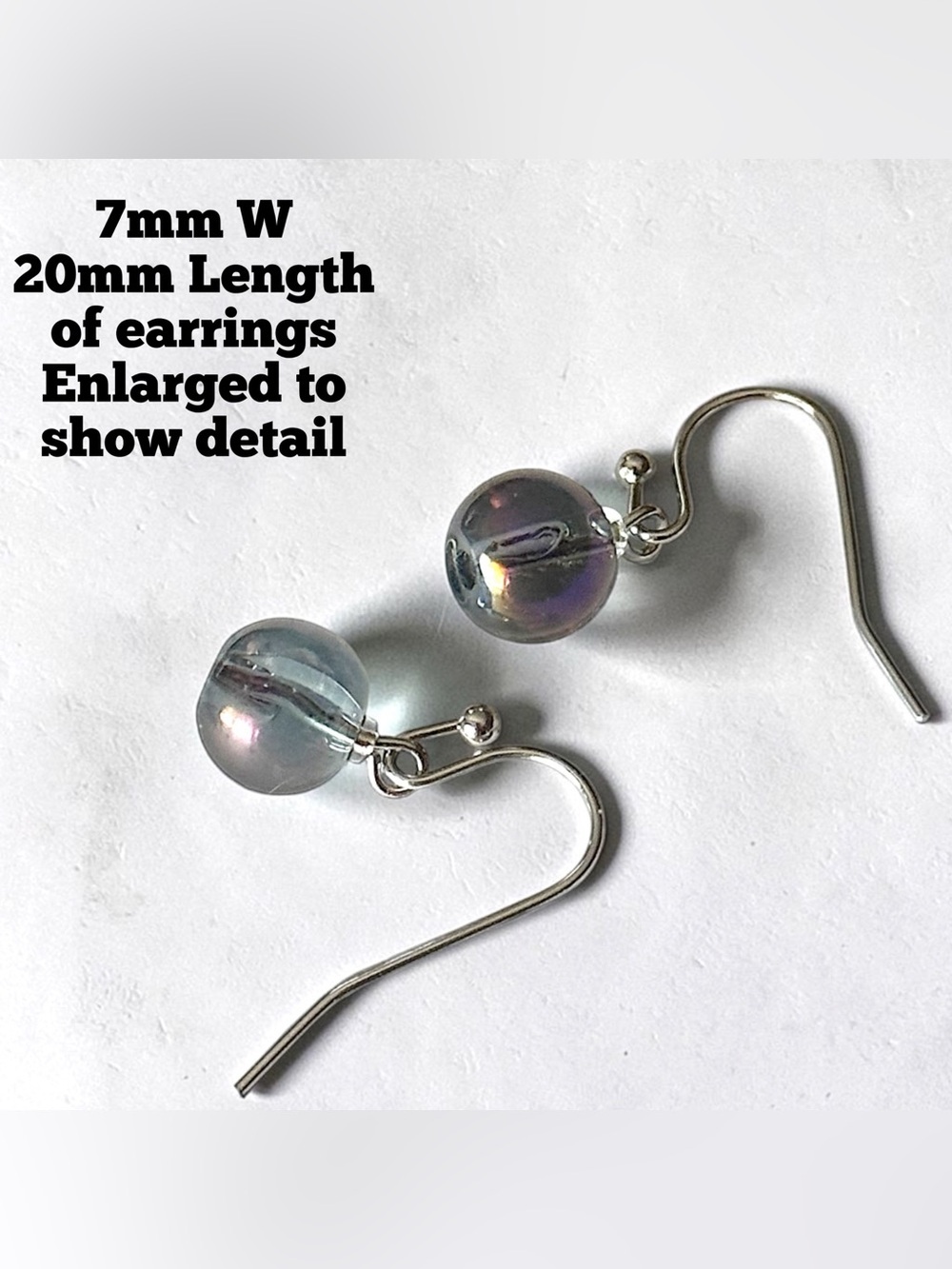 5 For $25💫Aurora Glass Bead Drop Earrings - Iridescent Blue